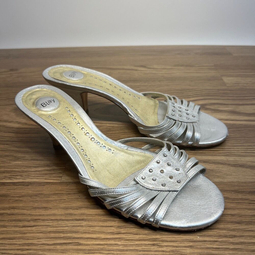 Womens Blay Heels Silver Wedding Formal Size‎ 39 US 8 Heels